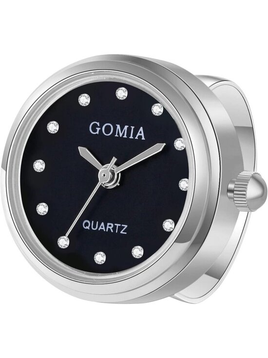 Unisex Silver Quartz Dial Roman Numeral Adjustable Open Band Finger Ring Watch main image 4